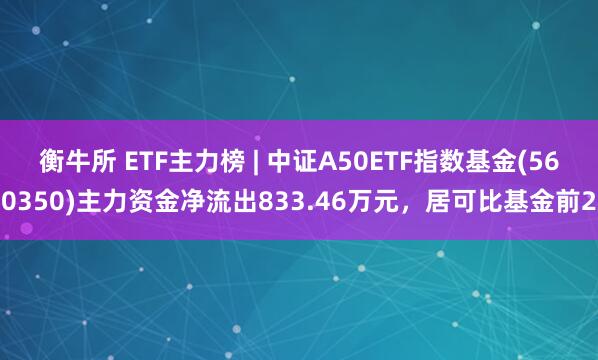 衡牛所 ETF主力榜 | 中证A50ETF指数基金(560350)主力资金净流出833.46万元，居可比基金前2